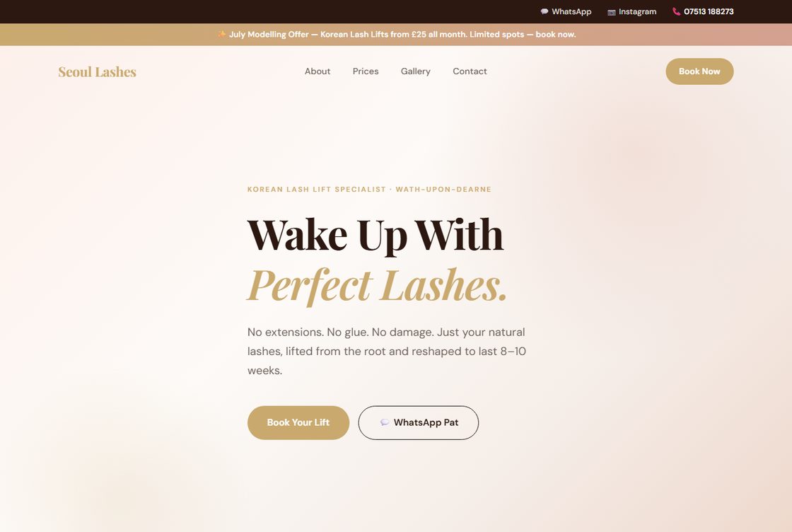 Seoul Lashes — live website